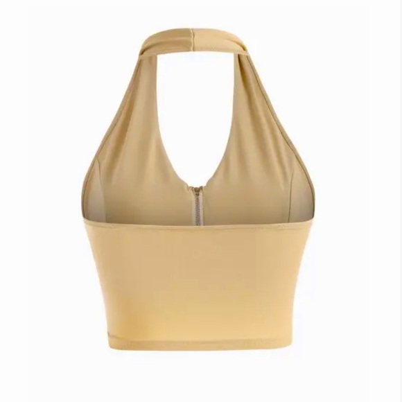 NWOT Halter Zip Front Cropped Tank Top - Picture 2 of 3